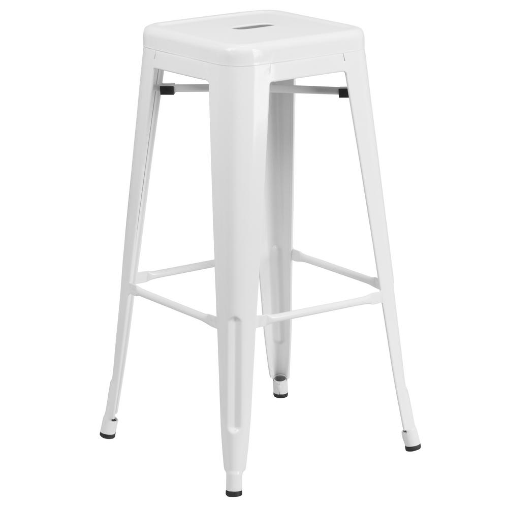 30'' High Matte White Stool