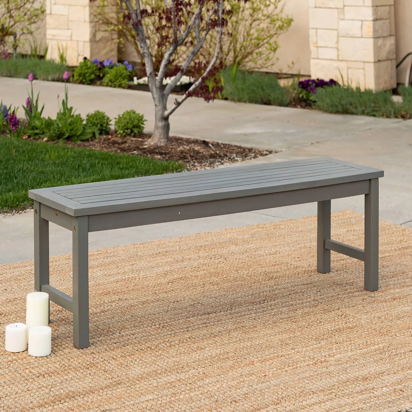 Grey Acacia Wood Patio Bench