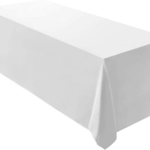 156x90 White Poly-Cotton Linen