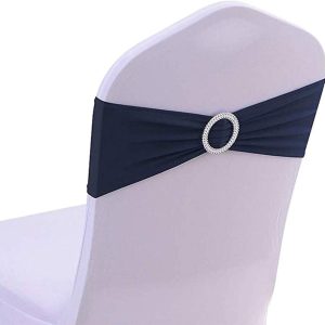 Navy Blue Chair Bands w/broche