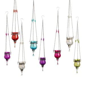 Dahlia Glass Tealight Hanging Lanterns