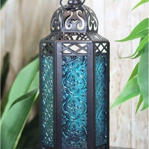 Moroccan Blue Glass Lantern