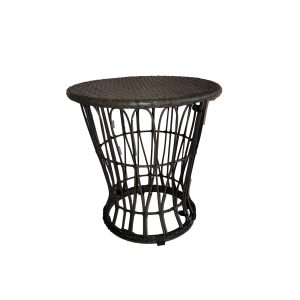 Round Wicker End Table