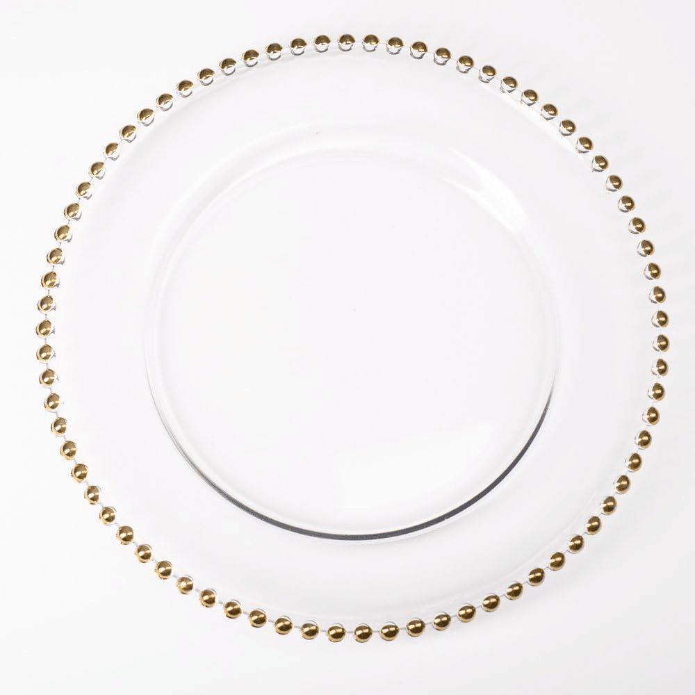 Clear Glass Gold Beaded Chargers